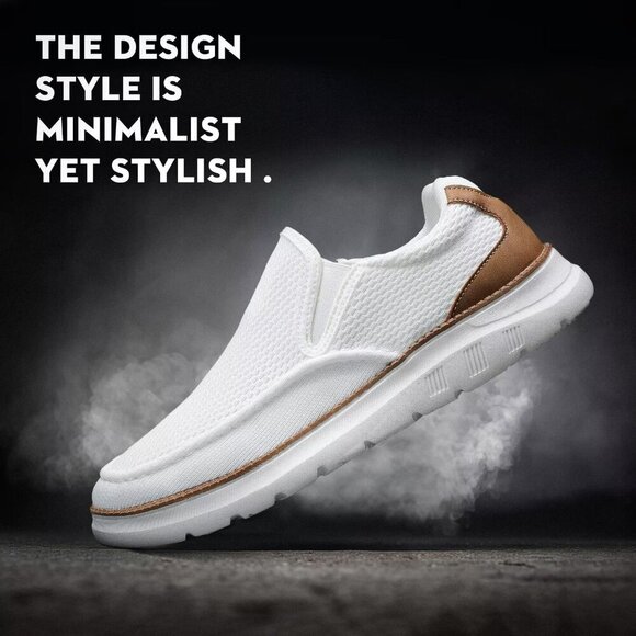 〽️Closed Toe Loafers Sneakers Men\'s White Mesh Slip On Lightweight Soft Sole